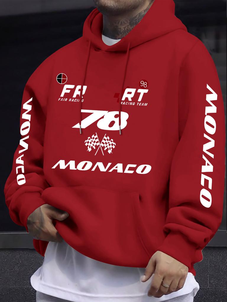 racing team front sleeve same print hooded sweater loose shoulder men and women
