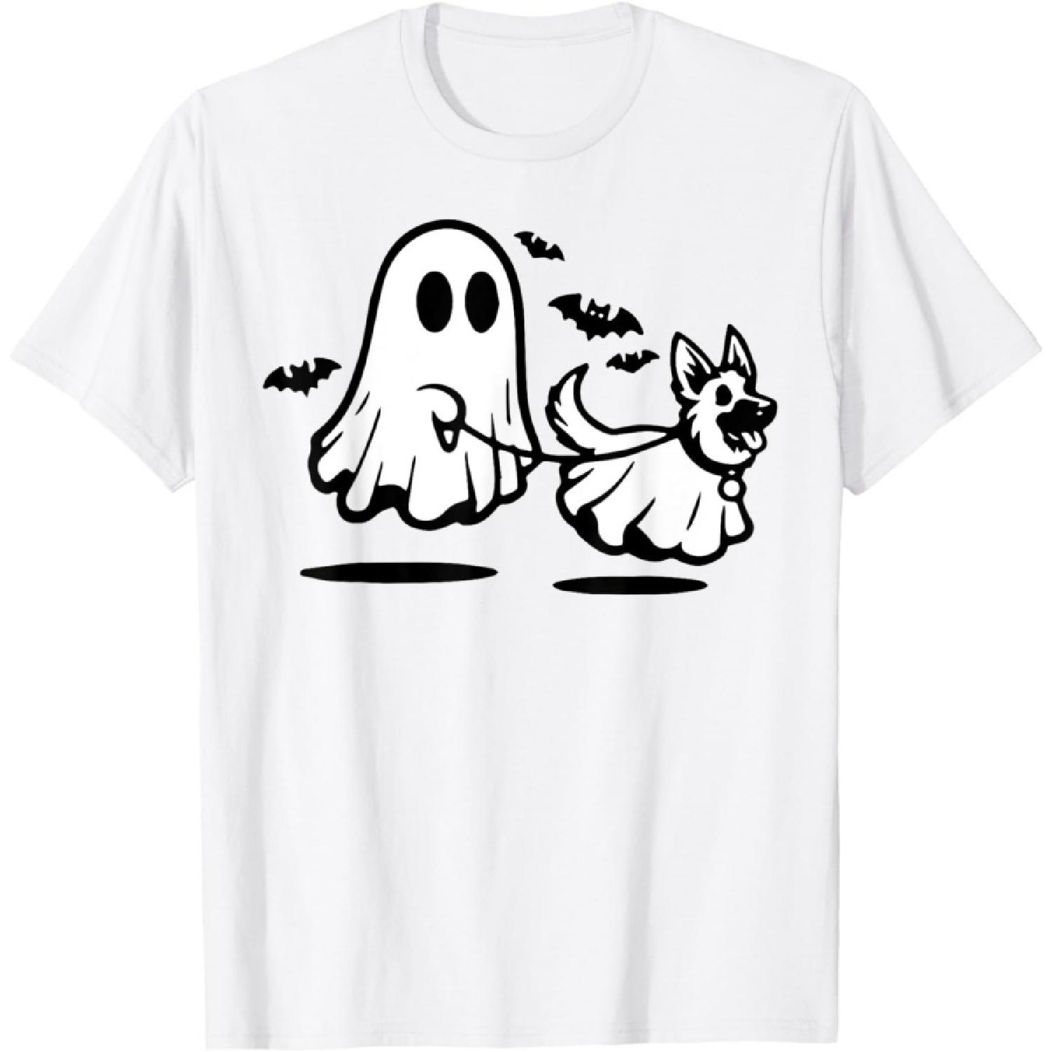 German Shepherd Ghost Walking Dog T-Shirt XXXXXL белый