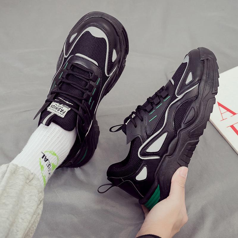 

2025 spring new leisure sports dad trendy shoes trendy breathable men s shoes versatile height increase small white board shoes net shoes 44