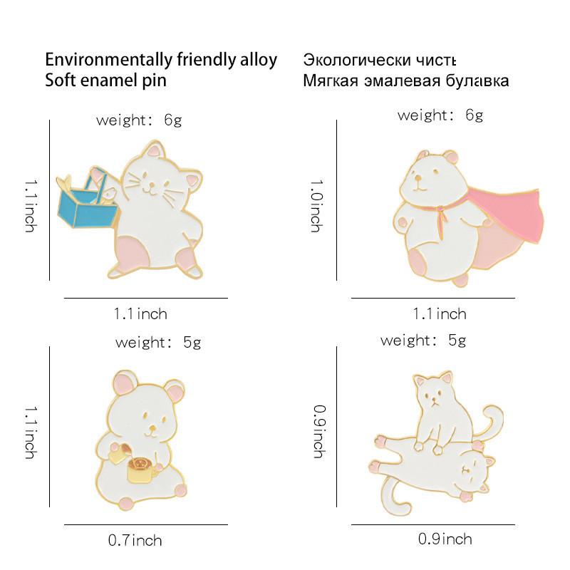 Cute Cartoon Cat Enamel Pin Brooch Adorable Creative Animal Jewelry Accessory