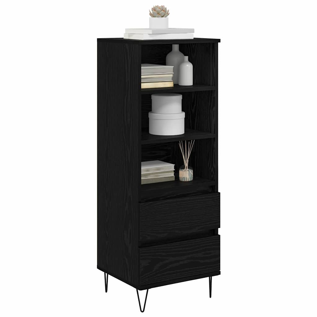 Highboard in Black Oak Look 40 x 36 x 110 cm Particleboard