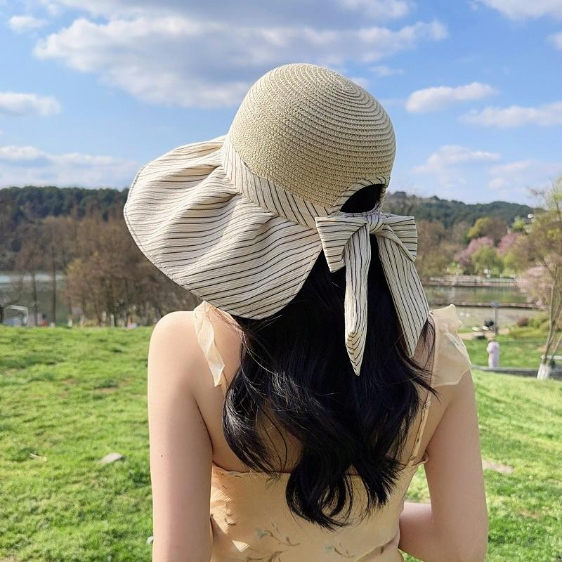 New Hat Women's Foldable Big Eaves Sunscreen Hat Summer New Travel Versatile Thin Breathable Bucket Hat