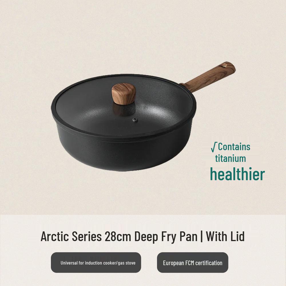 Antihaftbeschichtetes Schwarzes Titan-Pfannenset: Enthält Bratpfanne, flachen Topf, leicht, für Induktionsherde, ideal für Pfannkuchen und Steaks.