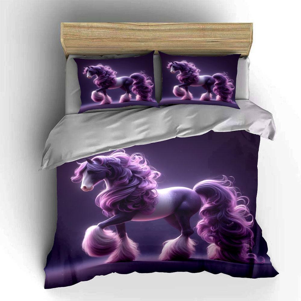 Fantasy Horse Art Decor Set Soft Comfortable Duvet Cover Bedding Set Included 1*Duvet Cover & 2*Pillowcases, Gift