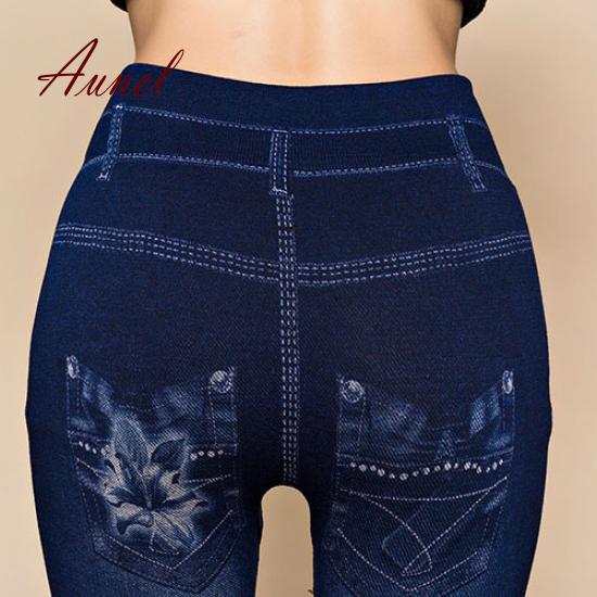 Flower Print Tight Jeans Denim Leggings 