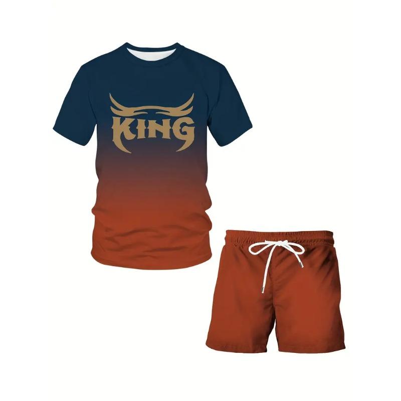 Men's Short Sleeve T-shirts And Shorts Set Outdoor Street Short Sleeve Top Shorts Plus Size Casual Summer T Shirts 2-piece Set