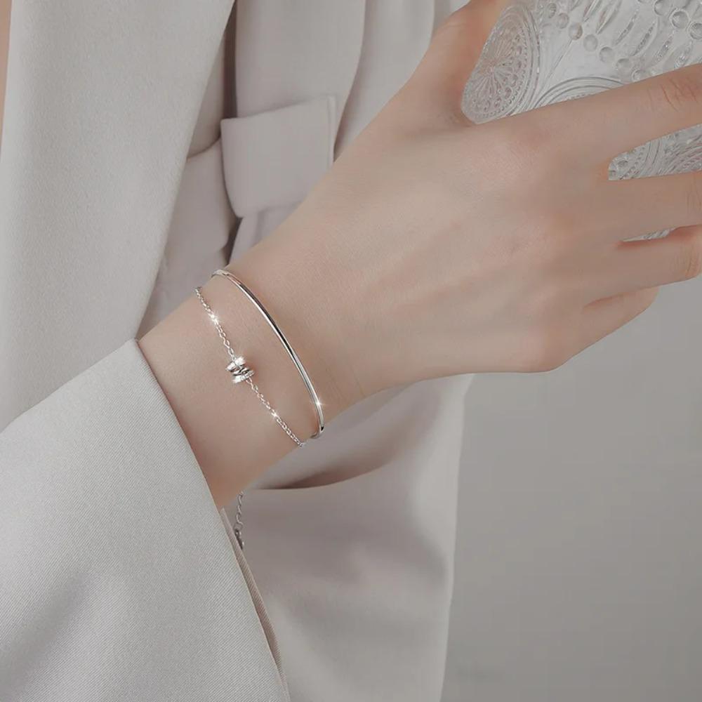 925 Silver Double Love Heart Hollow Beads Bracelet Adjustable Romantic Jewelry for Women Fashion Classic