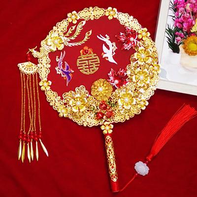 Double Sided Round Hand Fan for Wedding, Bride Gifts, Handmade Chinese Hand, Ancient Style, Happy, Finished, Big Decorative Fa