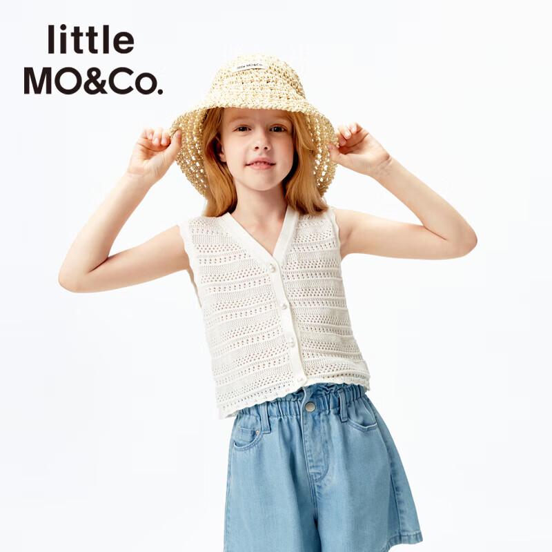 little MO&Co. Girls  French Style Sleeveless Cotton Knit Cardigan 110