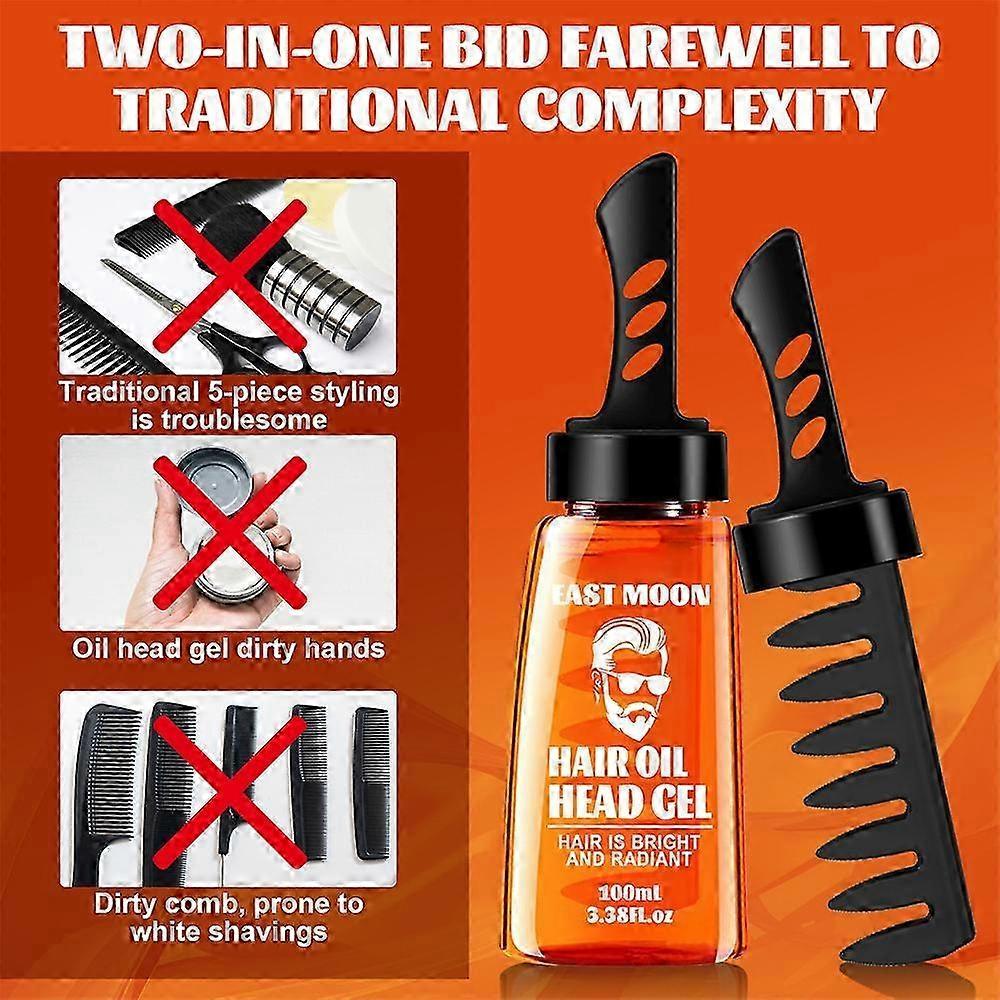 1-3X 2-In-1 Hair Wax Gel With Comb Long-lasting Fluffy Hair Men Hair Styling Gel Tool