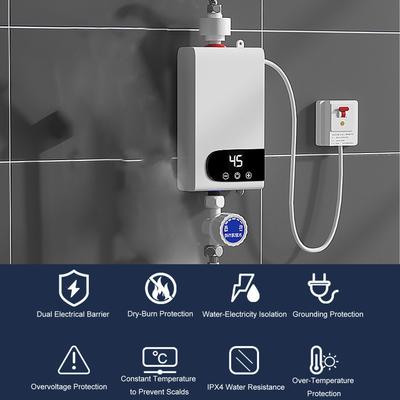 Aquecedor de Água Instantâneo, Aquecedor de Água Elétrico de 5500W com Tela Sensível ao Toque LED, Sistema Compacto de Água Quente com Controle Digital de Temperatura para Banheiro Cozinha