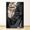 African Art Black and Gold Woman Oil Painting On Canvas Cuadros Posters and Prints Scandinavian Wall Art Picture for Living Room