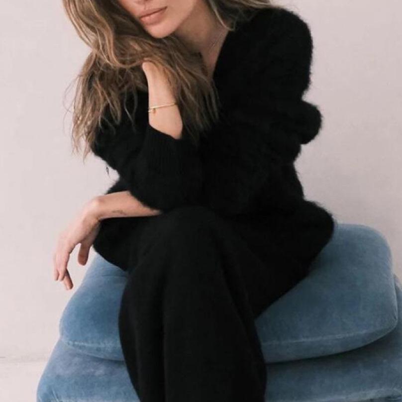 2025 Women's Loose Knit Imitation Mink Cardigan - Soft Long-Sleeve Spring & Autumn Sweater Coat