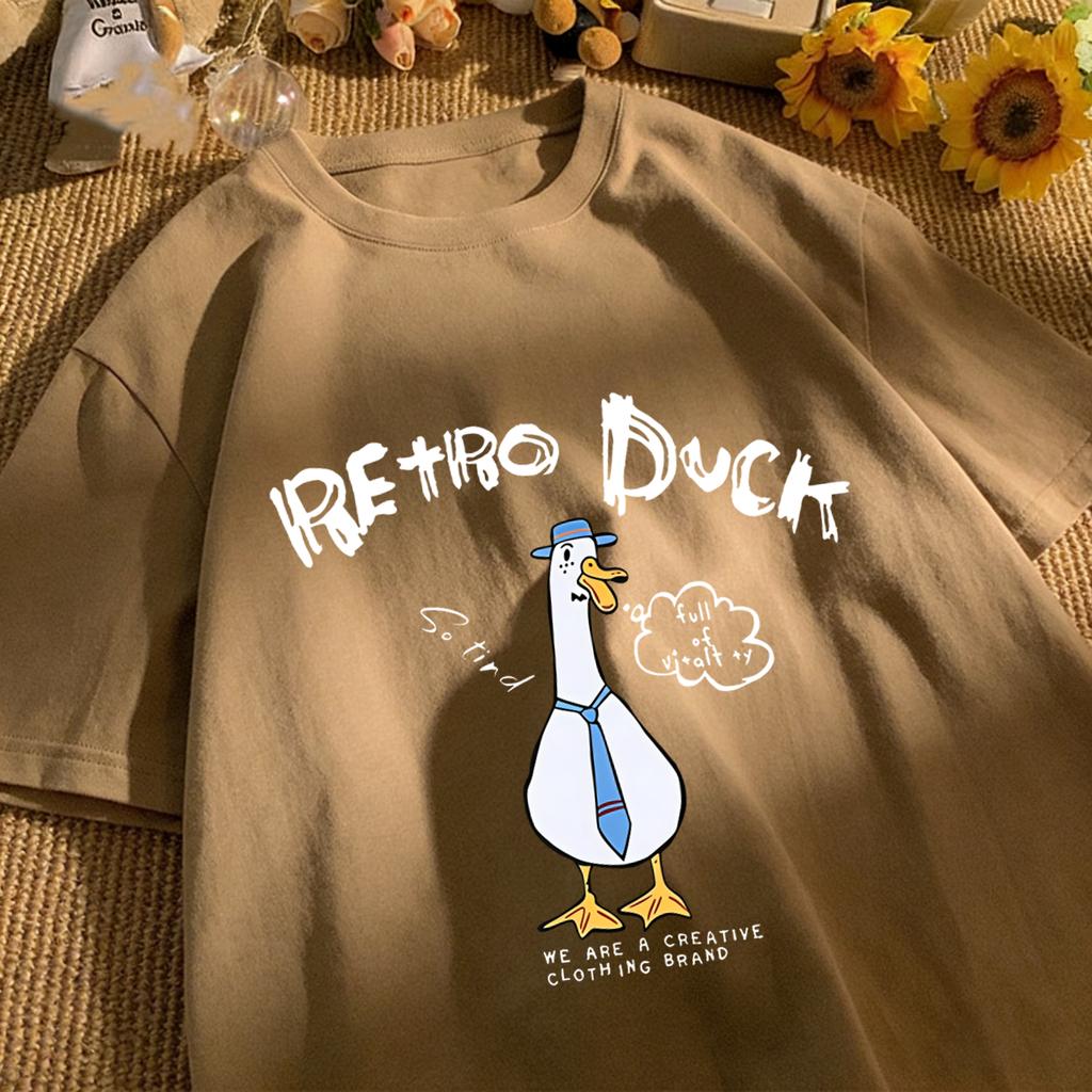 Retro Duck We Are A Creative T Shirt Unisex Summer All-Match Tee O-Neck Fashion Short Sleeve Cotton Loose Unisex Colour T-Shirts