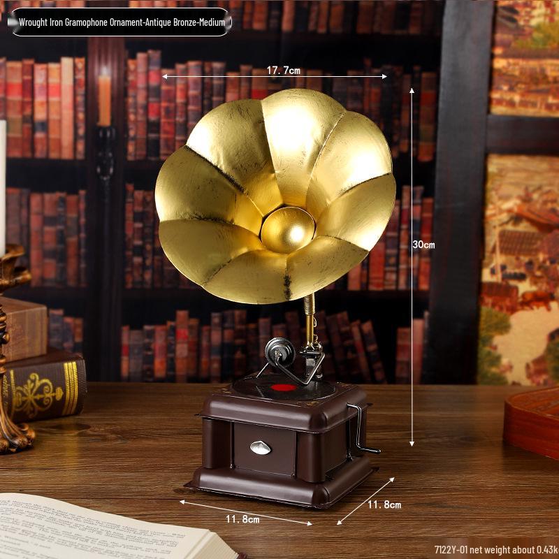 Vintage European-Style Phonograph Ornament - Antique Display Art for Home Decoration