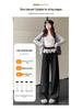 Black Polka Dot High Waist Lace Trim Wide Leg Sporty Pants for Women - Slimming, Casual, Spring/Autumn 2025
