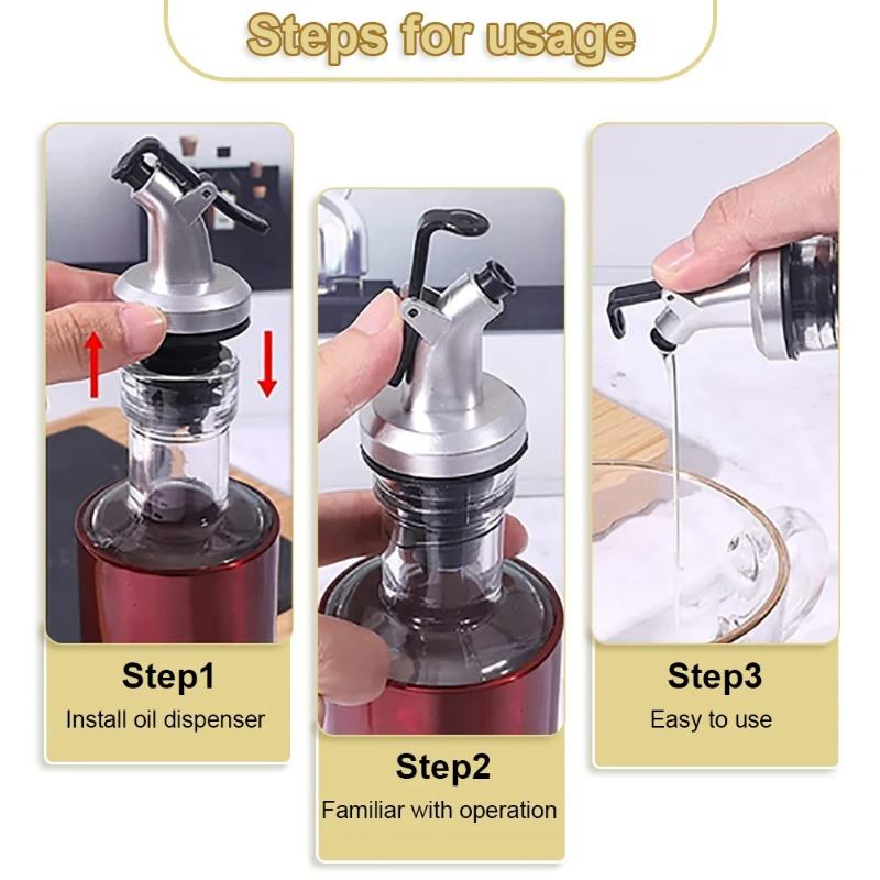 Oil Bottle Stopper Cap Sauce Nozzle Dispenser Sprayer Lock Wine Pourer  Liquor Leak-Proof Plug Bottle Stopper Kitchen Tool