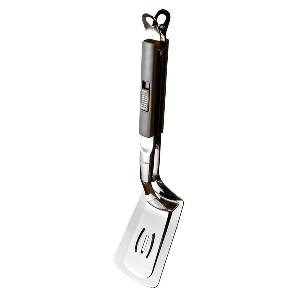 Anti-Scald Extended Handle Spatula Tongs Stainless Steel Grill Clamp Spatula for Flipping Steak Fish Bread Hamburger BBQ Frying