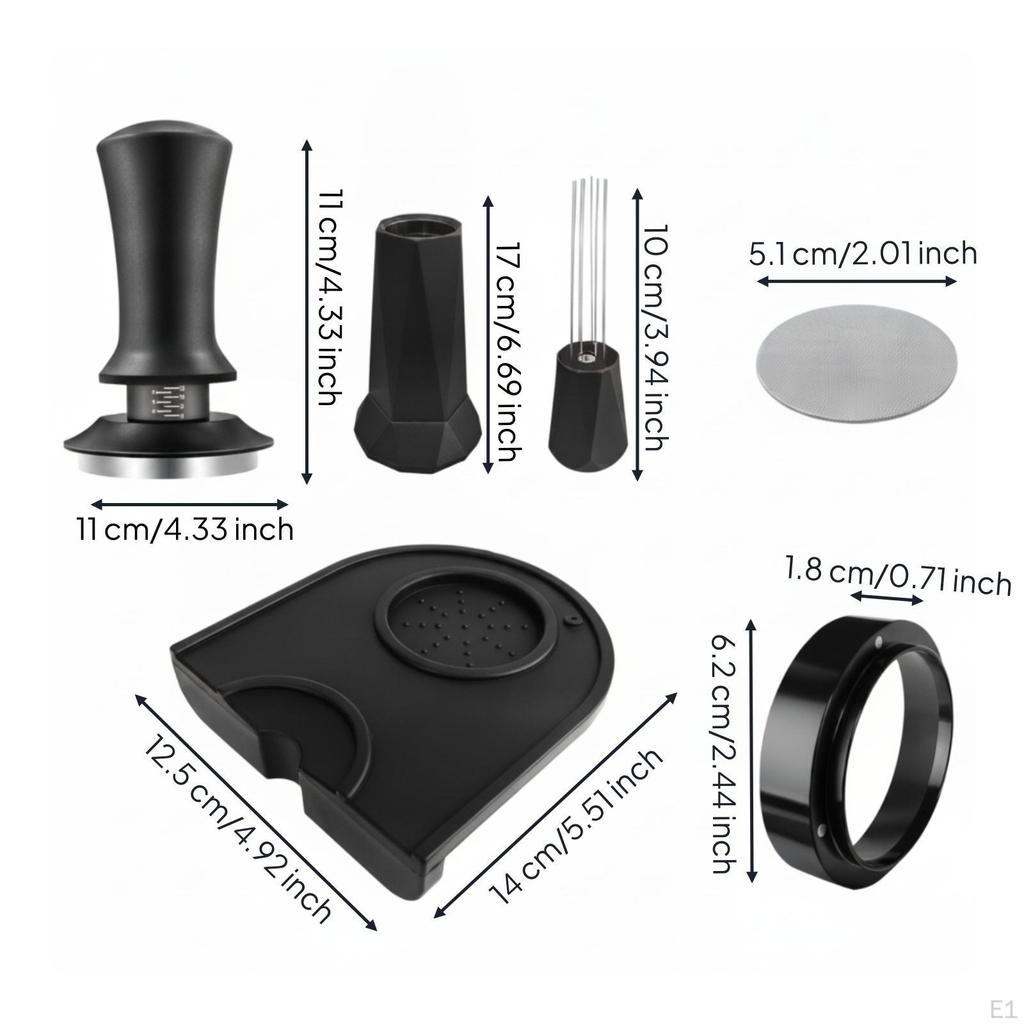 4 Pieces 51mm Espresso Tamper Bundle Stainless Steel Portafilter Accessory Coffee Making Accessories