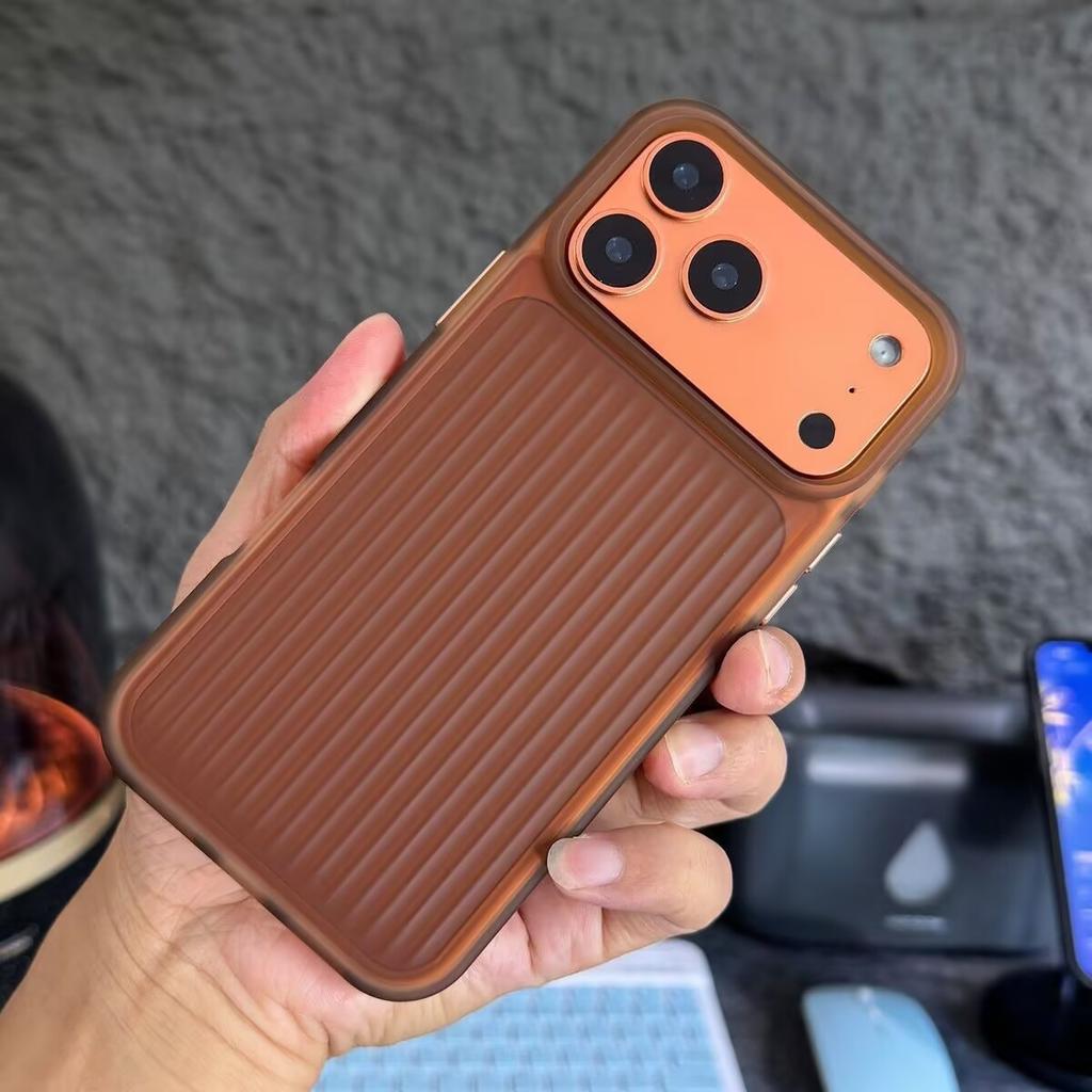 Stripe Corrugated Luggage Pattern Translucent Phone Case For 17 Air 16 15 14 13 12 Pro Max Frosted Shockproof Armor Cover