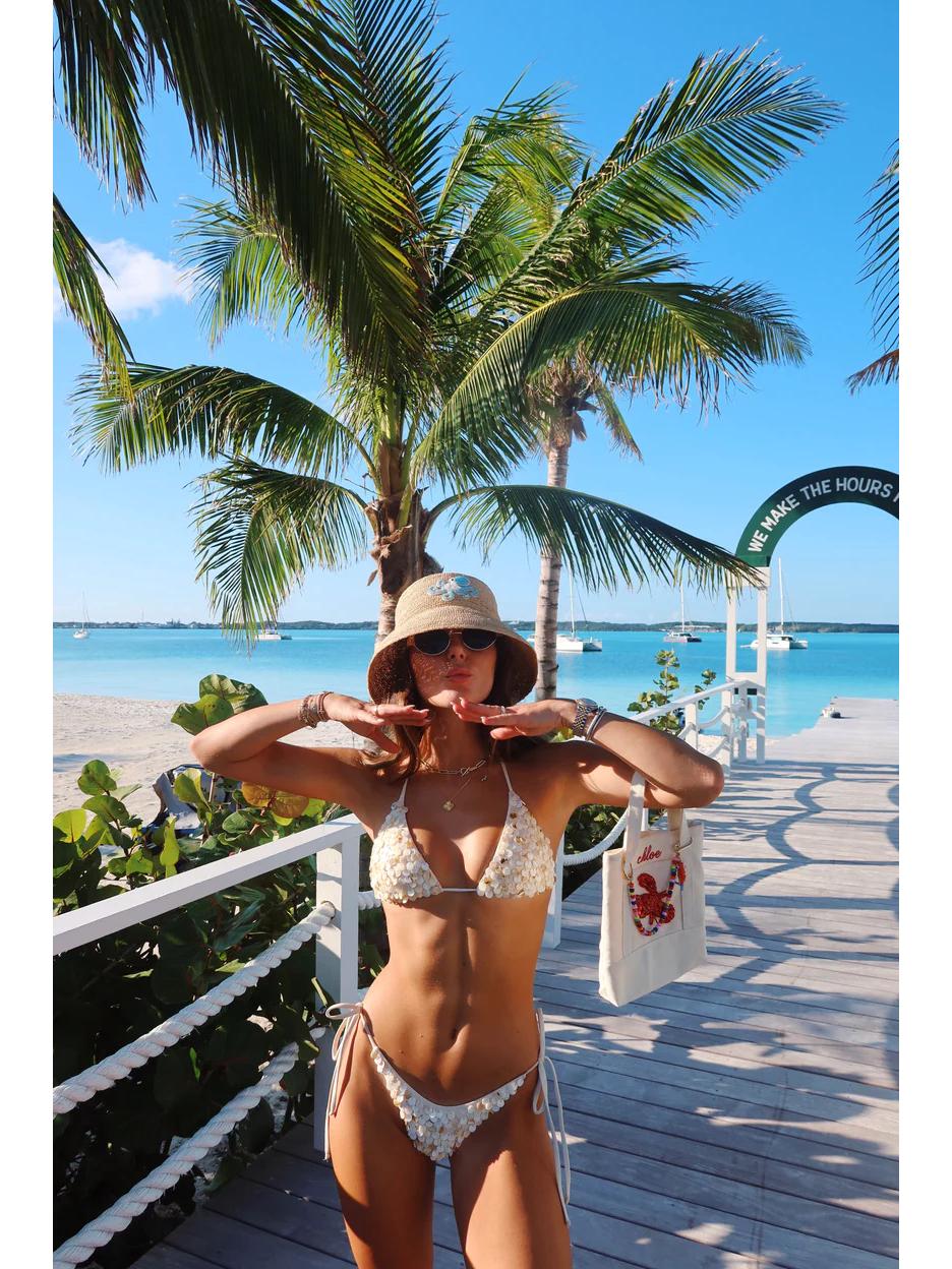 

Летний раздельный купальник-бикини с пайетками на бретельках, с разрезом - Европейская и американская пляжная мода, 2026 L белый