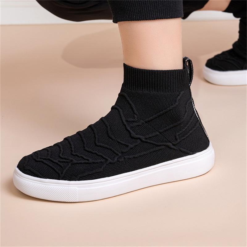 A55 Men's Women's High Top Fly Woven Shoes Socks Sets Foot Mesh Fabric Fashionable Board Sports Leisure Plus Size Trendy