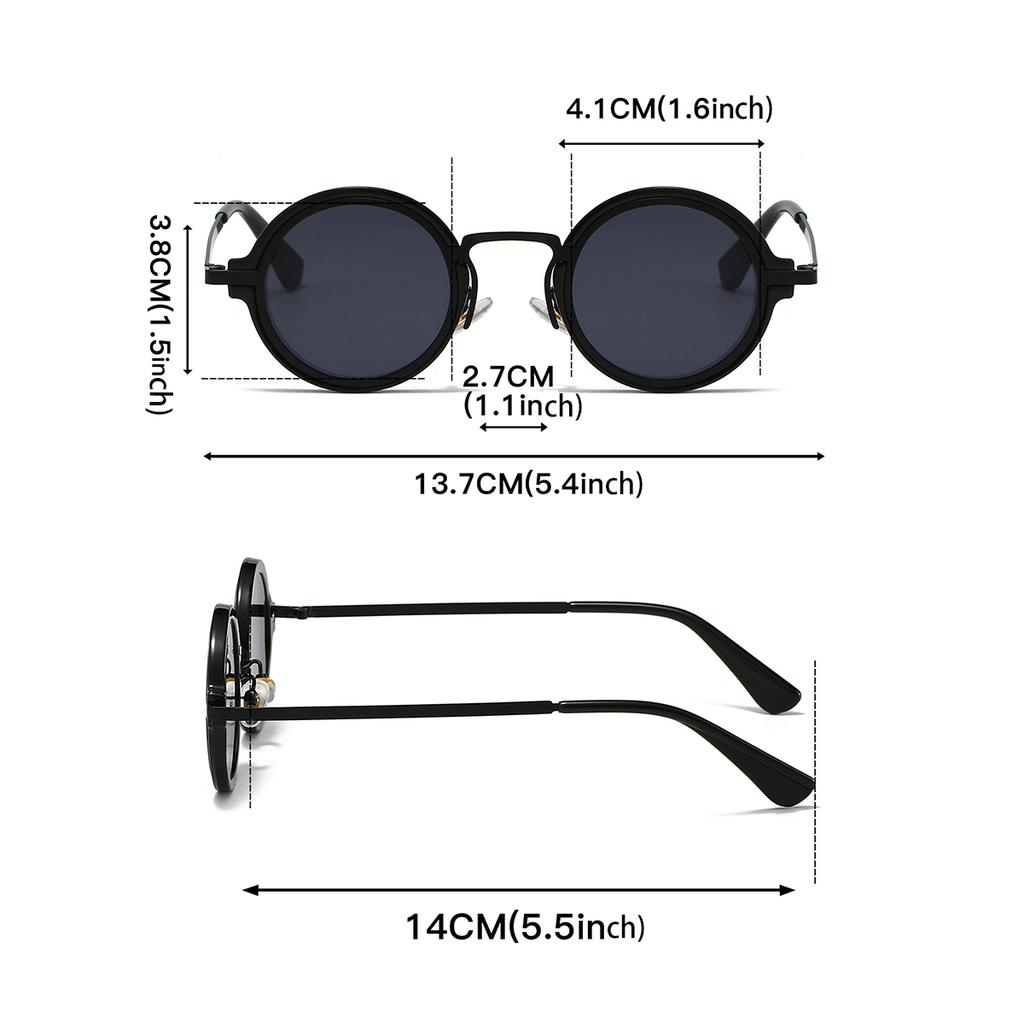 Vintage Round Sunglasses Men New Fashion Punk Gradient Decor Shades Women Trendy Luxury Brand Design Outdoor Sun Glasses