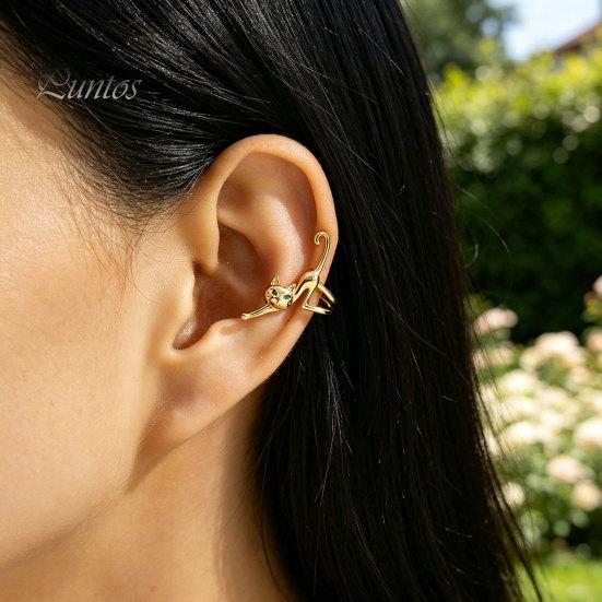 Cat Shape Ear Ornament 1 Pc Cute Cuff Earring for Women, Funny Kitten Lightweight Animal Cartilage Wrap Around Earring, Non Piercing Crawler
