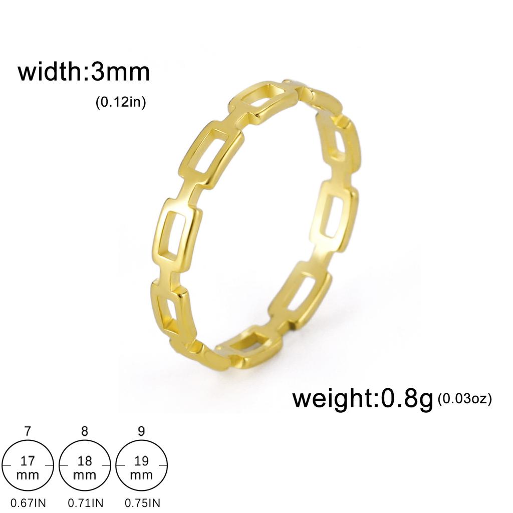 Cazador Geometric Chain Rings for Women Stainless Steel Gold Color Rectangle Finger Rings Wedding Trendy Jewelry Gift Wholesale
