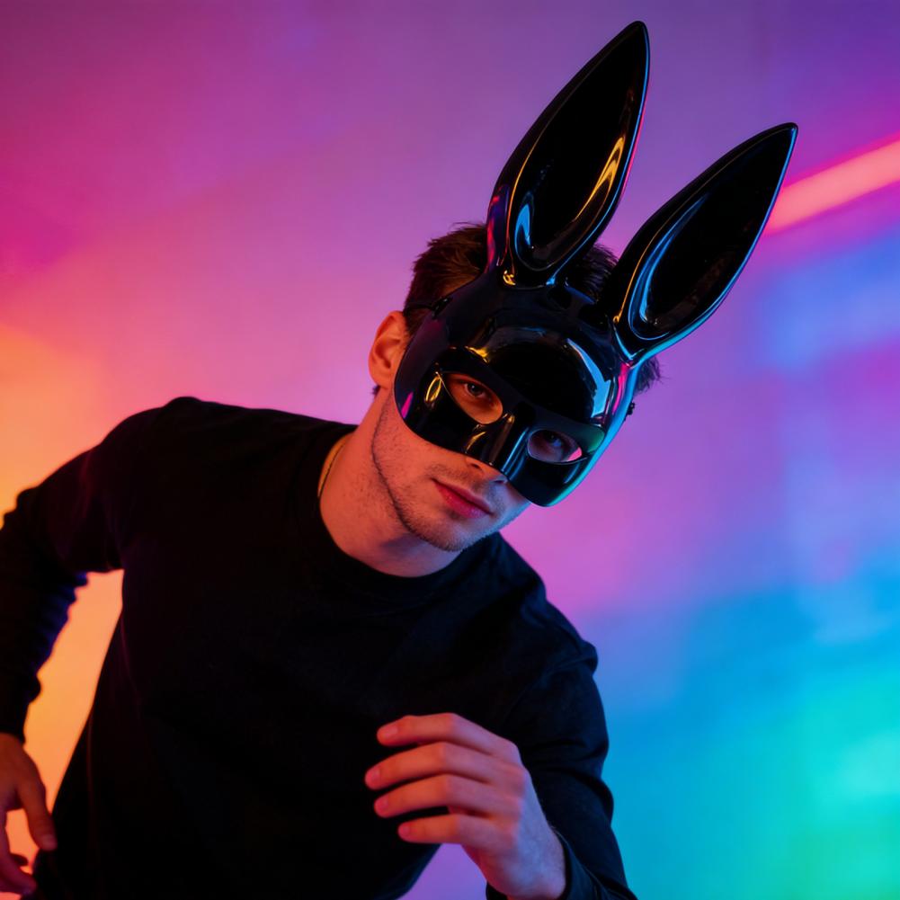 Bunny Girl Masque Bunny Ears Halloween Bunny Masque with Long Rabbit Ears Half Face Masquerade Mask Cosplay Party Costume for Bi