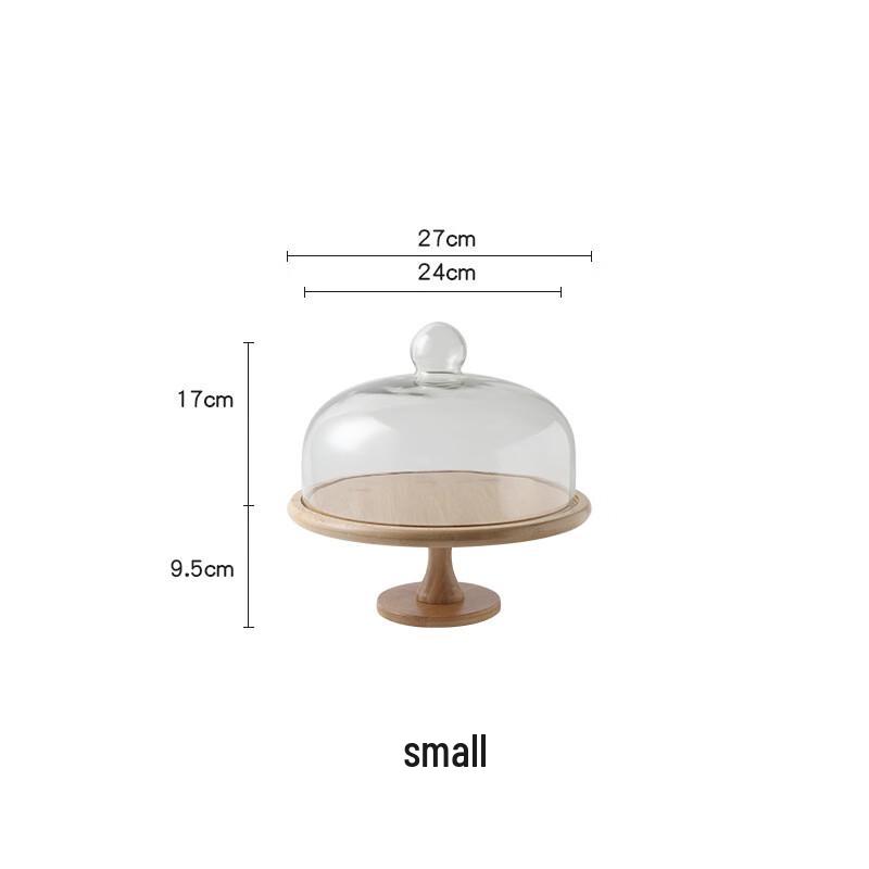 Qianxing Bamboo Wood Tray and Glass Dome Set