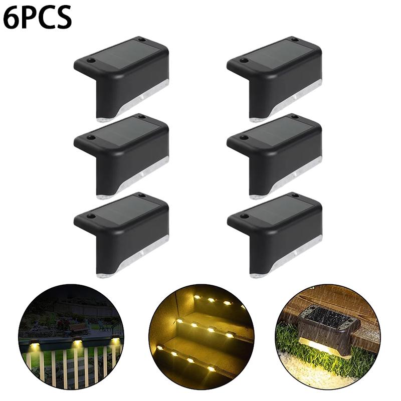 4/6/8/12/16/20/24Pcs New Solar Fence Light Railing Stair Lamp Outdoor Waterproof LED Step Light Courtyard Decorative Wall Light