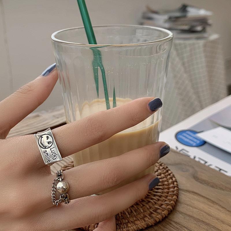 Sterling Elegant 925 Silver Smile Face Ring Simple Minimalist Jewelry For Women