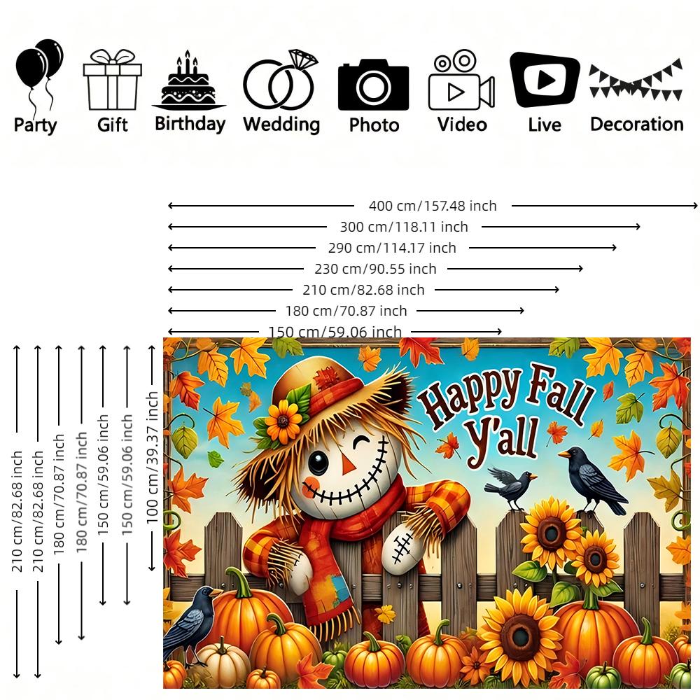 1pc happy autumn background fabric banner suitable for autumn decoration supplies anniversaries holiday celebrations