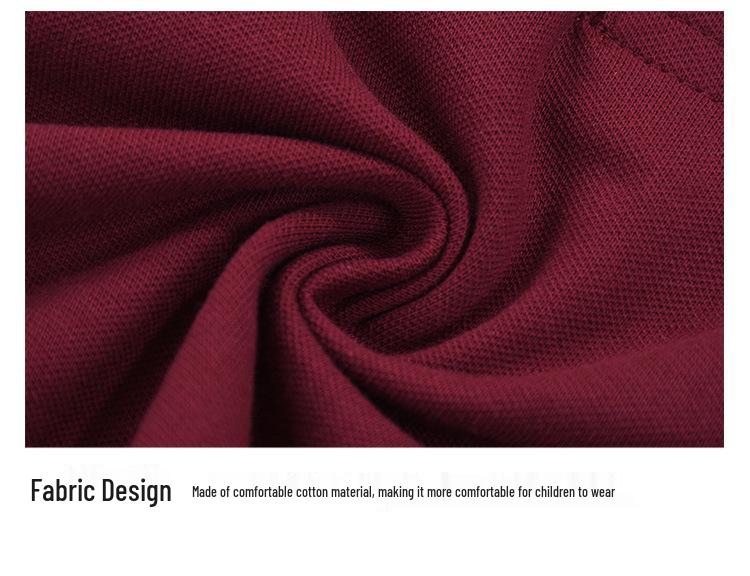 Children's Long-Sleeve White Cotton Polo Shirt for Elementary School Boys and Girls