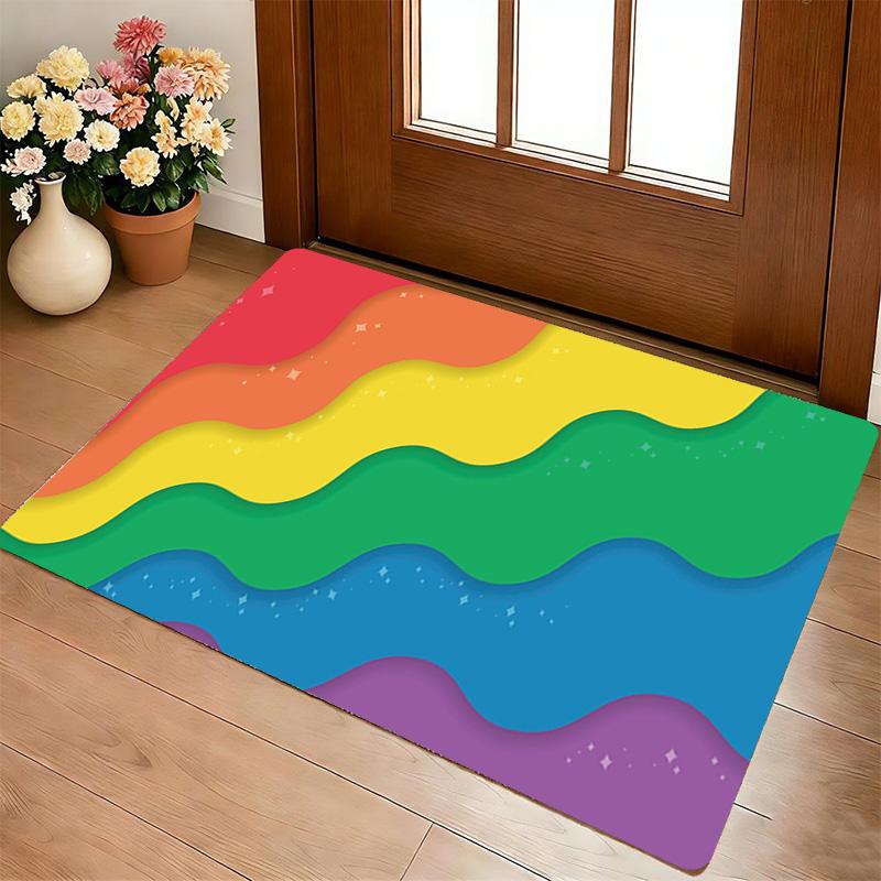 Rainbow Waves Living Room Nonslip Area Rug Soft Carpet For Bedroom Game Playroom Sofa Office Home Decor Doormat Christmas Gift C9301556