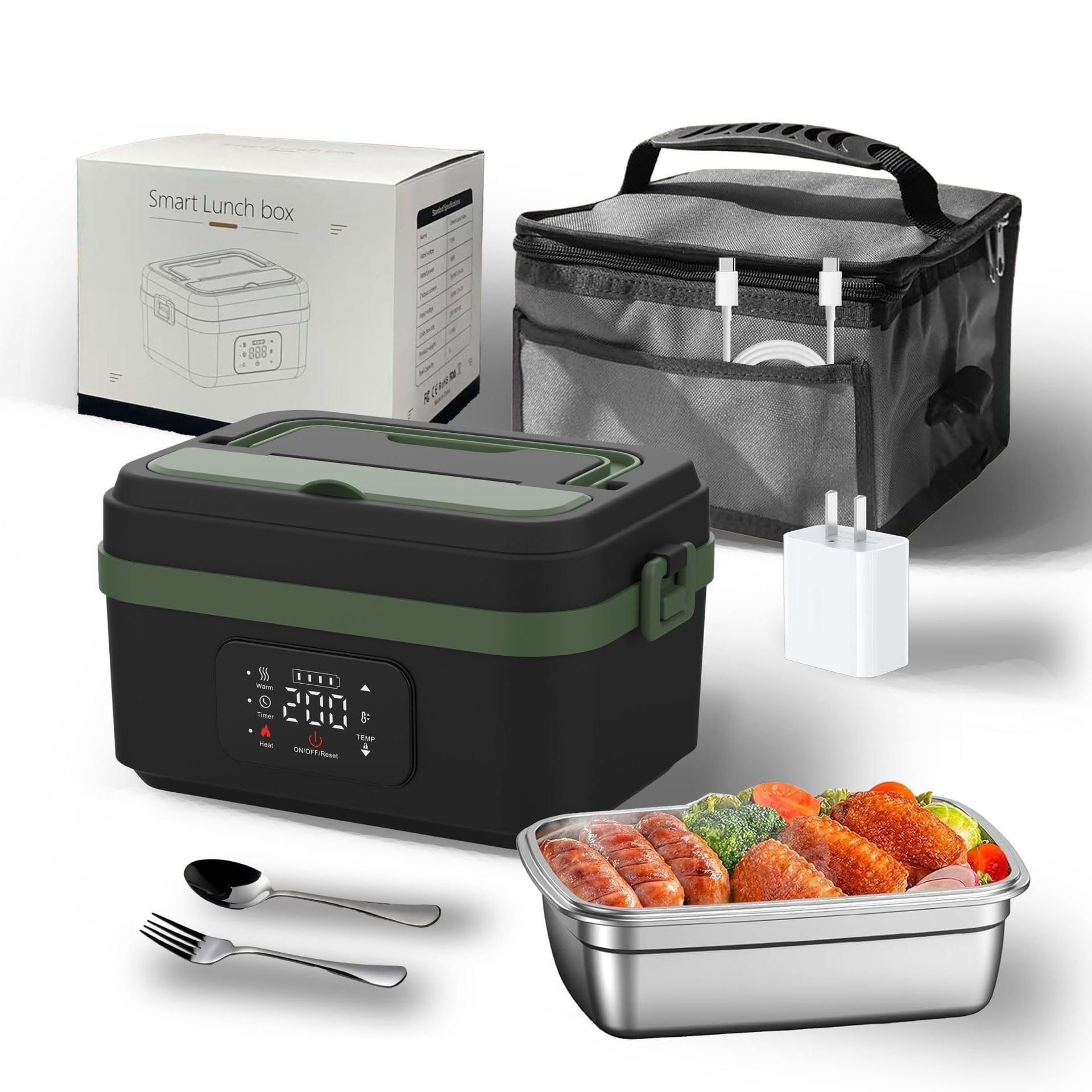 Aseech Electric Heated Lunch Box with 6 Temperature Settings 65-90 - 1L Large Capacity 8000mAh High Capacity Battery No Water Required USB Powe 12900₽