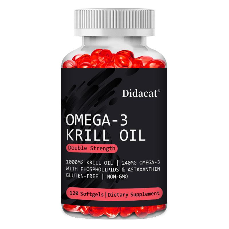 Didacat Omega-3 Krillolja - hjärn- och hjärthälsa - 120 mjukkapslar
