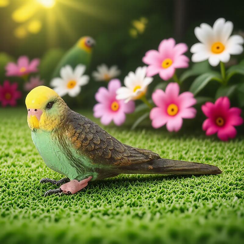 

Миниатюрная статуэтка попугая, ПВХ фигурка птицы для украшения дома, сада, поделки, декор животного, мини-модель зелёный