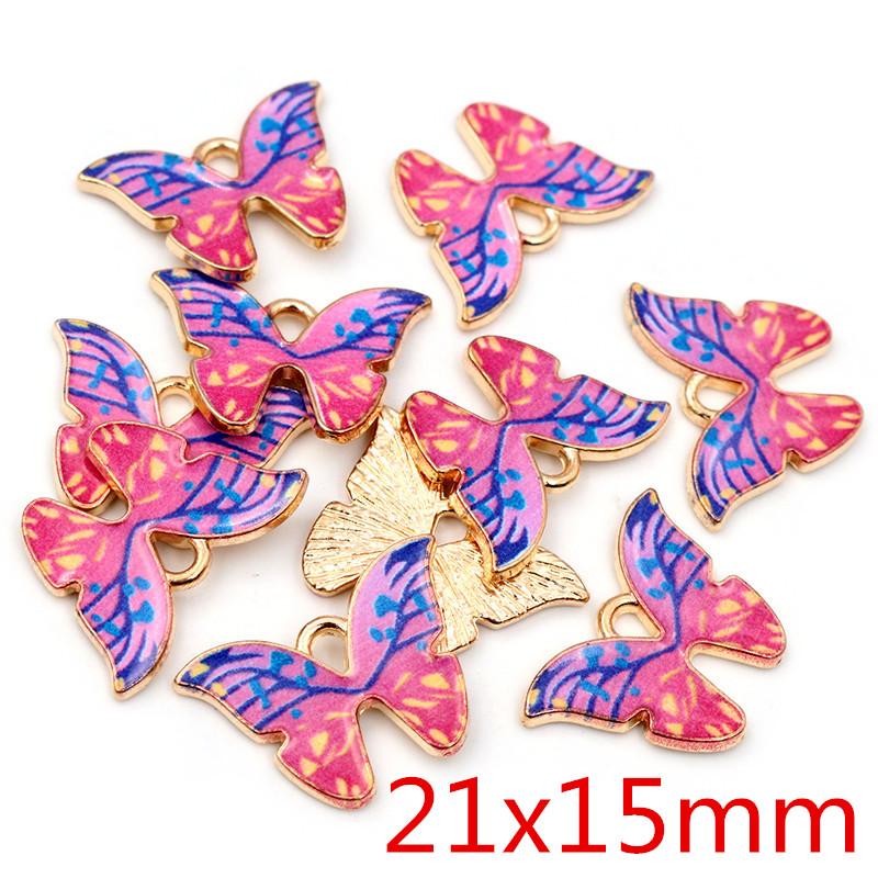 10pcs 21x15mm 19x16mm Colorful Butterfly Charms Pendant Enamel Metal Charms Necklace Bracelet DIY Jewelry Making Accessories