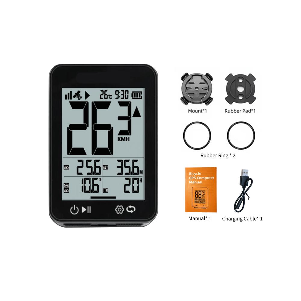 

GPS Bike Computer Wireless Bicycle Computer 2.4 LCD Screen Cycling Speedometer Odometer with Auto Backlight and Bracket A