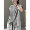 Artistic Striped Cotton Linen Shirt for Women In Summer Loose Casual Comfortable Sleeveless Top Shirts