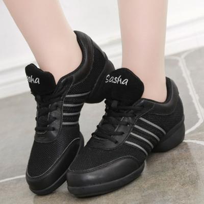 Venta Caliente Zapatos de Jazz para Mujer Malla Transpirable Zapatillas Zapatos de Lona Tacón Bajo Suela Blanda Entrenamiento de Baile Latino Moderno