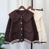 Doll Collar Fringed Knitted Double-sided Cardigan Autumn and Winter New Loose Design Temperament Sweater Jacket Women