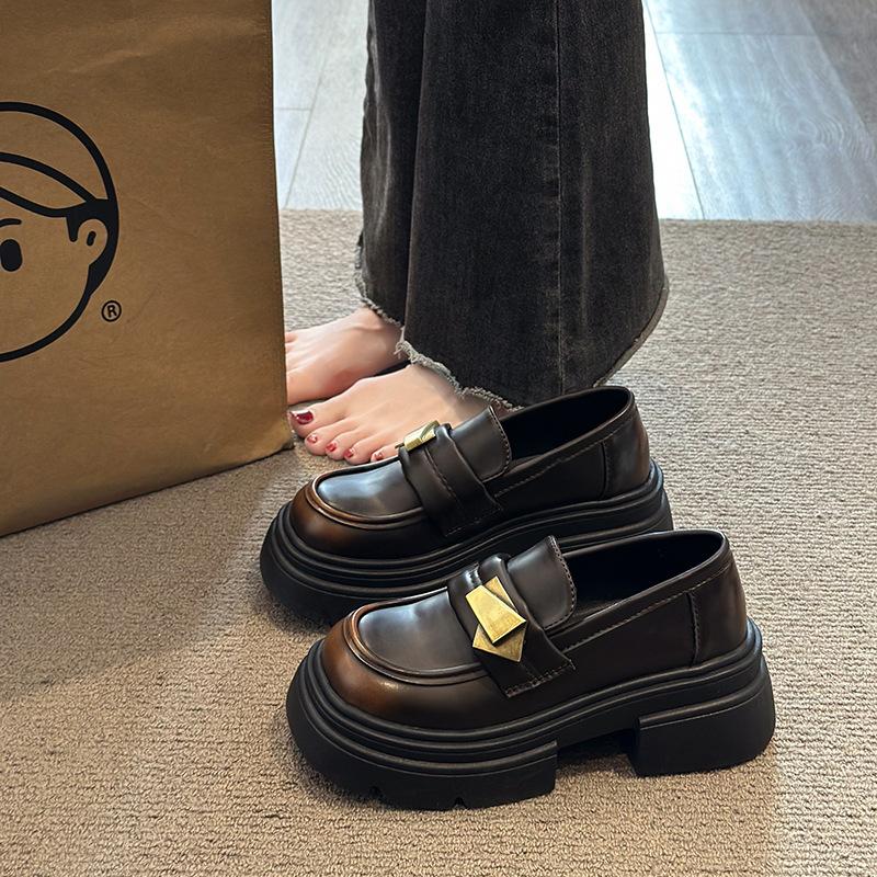 Black platform British style small leather shoes women's 2025 spring and autumn new retro Mary Jane one-pedal loafers single shoes
