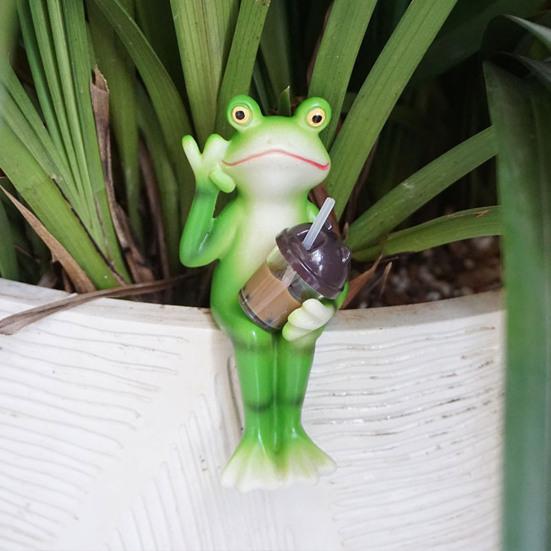 Cartoon Frosch Figur hält Vase Milchtee Frosch Statue Harz Tier
