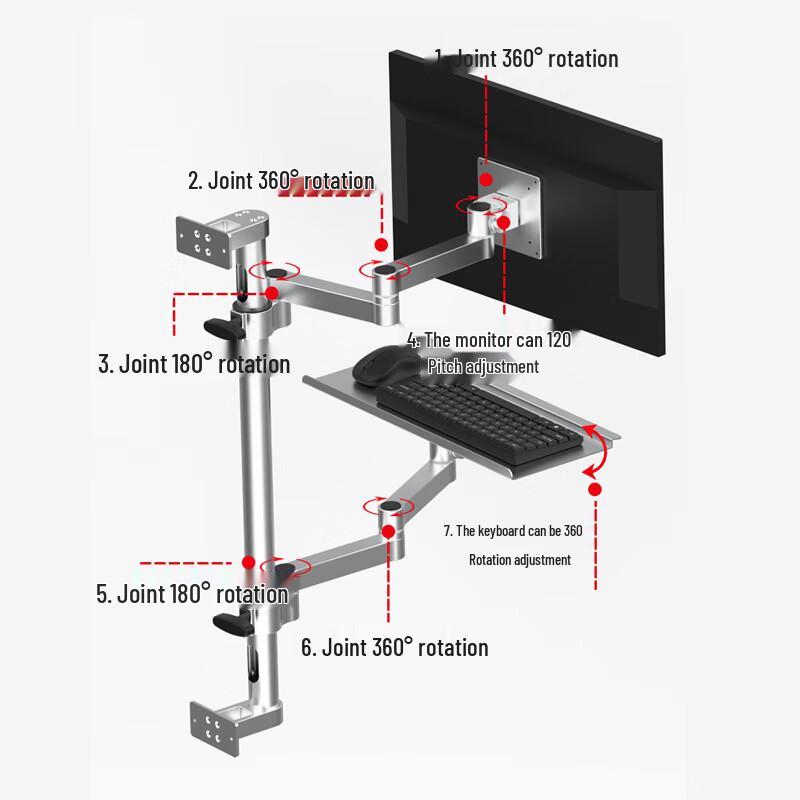 Shixun HC Wall Mount Monitor Arm with Keyboard Tray