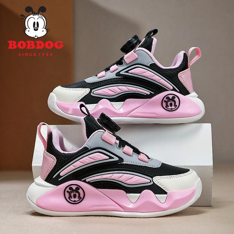 Babu Bean Girls Shoes Leather Surface Autumn and Winter New Children's Sports Shoes Non-slip Soft Sole Medium and Elderly Light Running Shoes