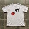 New Cat Top Y2K Fashion Short Sleeve Print Harajuku Hip Hop Top Round Neck Tshirt Casual Loose Streetwear Unisex