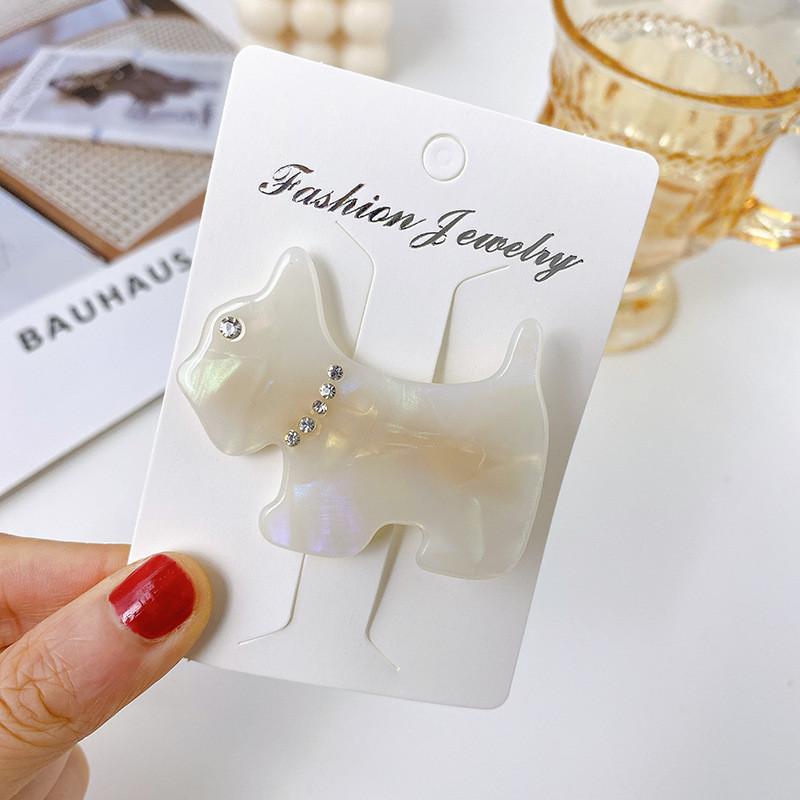 Charming 5.3cm Acetate Hair Clip With Playful Dog Theme Perfect For Stylish Girls